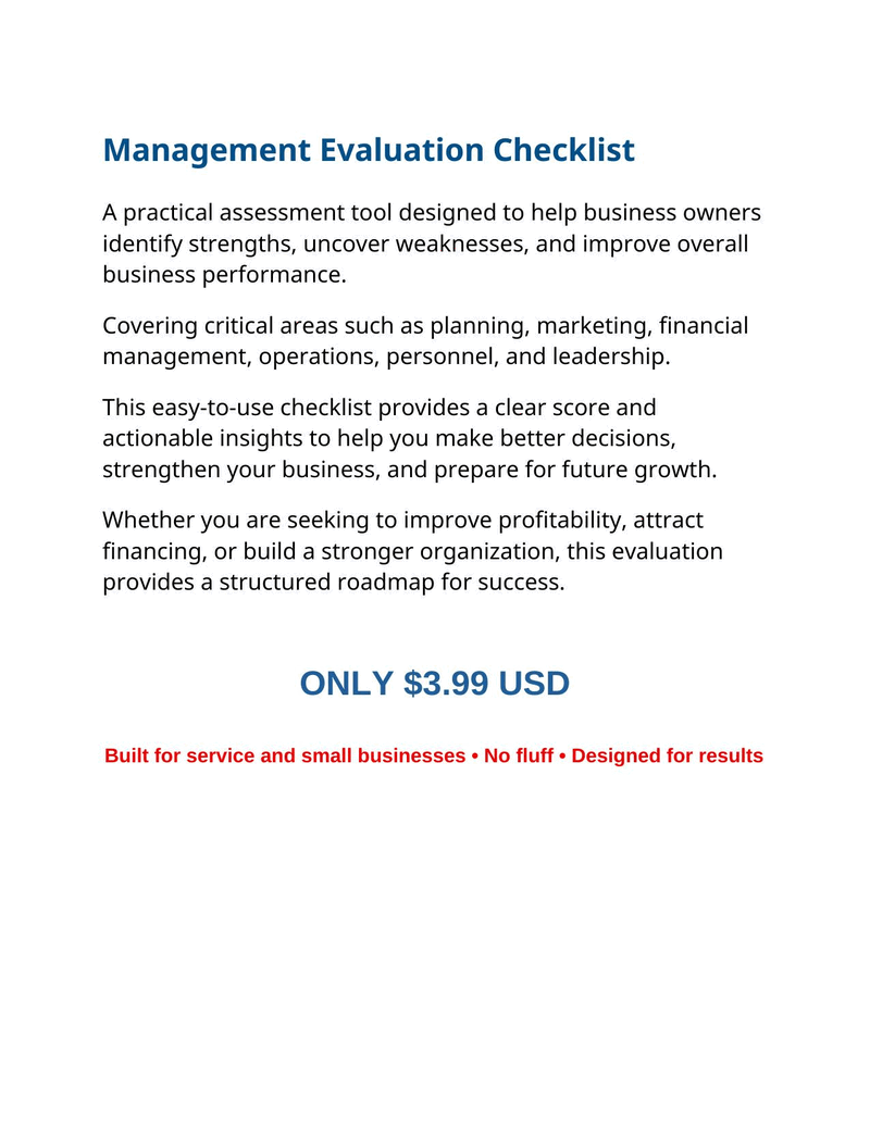 Business Management Employee Evaluation Checklist